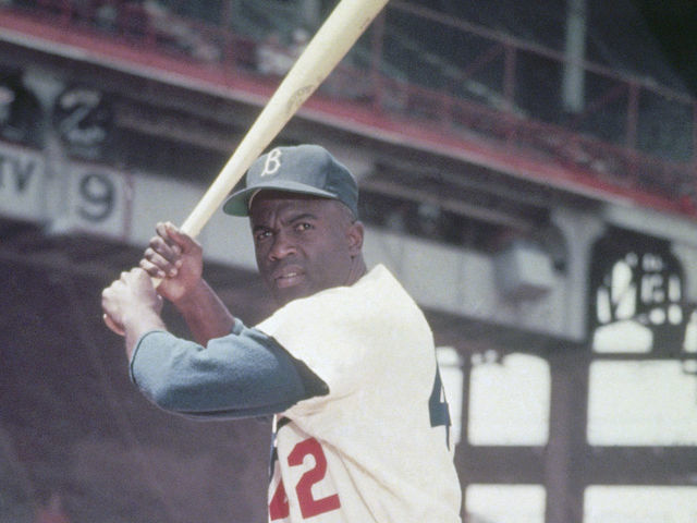 BROOKLYN, NY - UNDATED: Hall of famer Jackie Robinson #42 of the Brooklyn Dodgers poses for the camera at Ebbits Field during the 1950s in Brooklyn, New York.