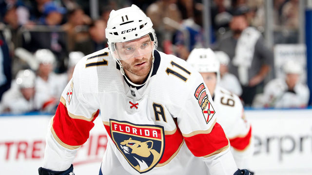NEW YORK, NY - NOVEMBER 08: Jonathan Huberdeau #11 of the Florida Panthers skates against the New York Rangers at Madison Square Garden on November 8, 2021 in New York City.