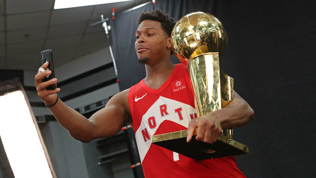OAKLAND, CA - JUNE 13: Kyle Lowry #7 of the Toronto Raptors takes a selfie after the game against the Golden State Warriors during Game Six of the NBA Finals on June 13, 2019 at ORACLE Arena in Oakland, California. NOTE TO USER: User expressly acknowledges and agrees that, by downloading and/or using this photograph, user is consenting to the terms and conditions of Getty Images License Agreement. Mandatory Copyright Notice: Copyright 2019 NBAE