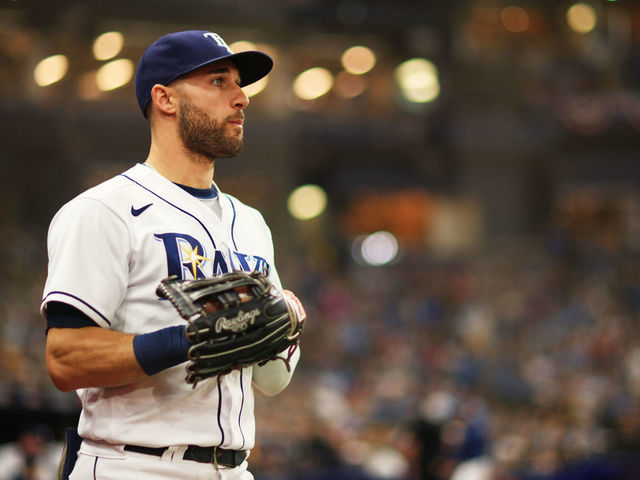ST PETERSBURG, FLORIDA - OCTOBER 08: Kevin Kiermaier #39 of the Tampa Bay Rays takes the field in the fifth inning against the Boston Red Sox during Game 2 of the American League Division Series at Tropicana Field on October 08, 2021 in St Petersburg, Florida.