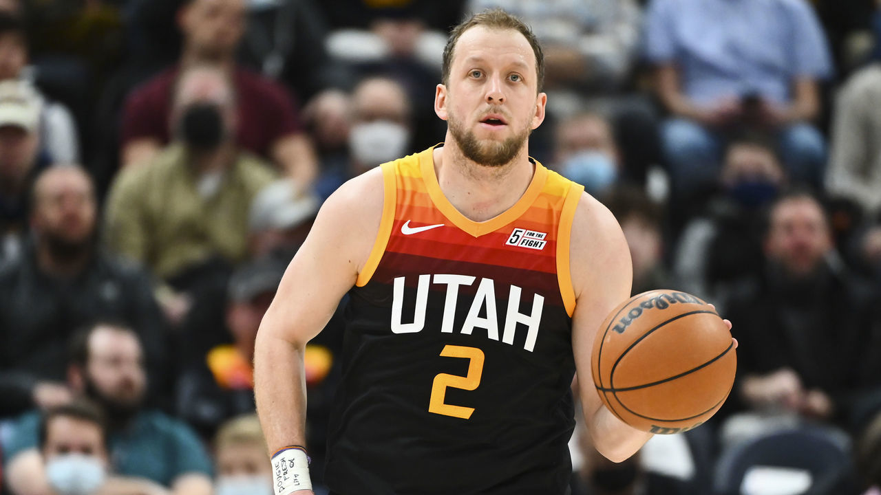 SALT LAKE CITY, UTAH - JANUARY 21: Joe Ingles #2 of the Utah Jazz in action during the first half of a game against the Detroit Pistons at Vivint Smart Home Arena on January 21, 2022 in Salt Lake City, Utah.