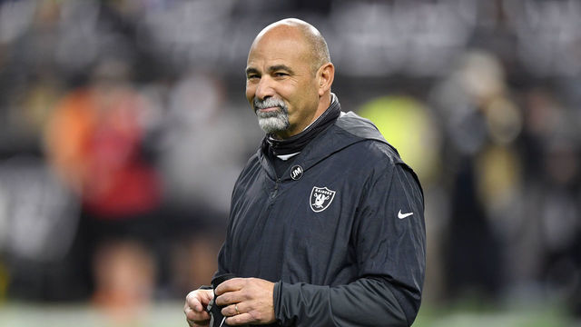 LAS VEGAS, NEVADA - JANUARY 09: Interim head coach/special teams coordinator Rich Bisaccia of the Las Vegas Raiders looks on before a game against the Los Angeles Chargers at Allegiant Stadium on January 09, 2022 in Las Vegas, Nevada. The Raiders defeated the Chargers 35-32 in overtime.