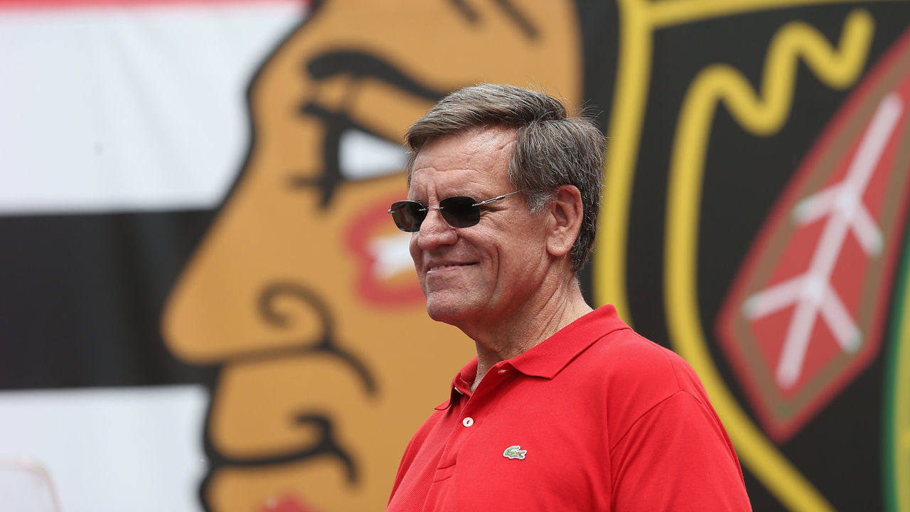 CHICAGO, IL - JUNE 18: Owner and Chairman Rocky Wirtz of the Chicago Blackhawks prepares to speak to the crowd during the Chicago Blackhawks Stanley Cup Championship Rally at Soldier Field on June 18, 2015 in Chicago, Illinois.