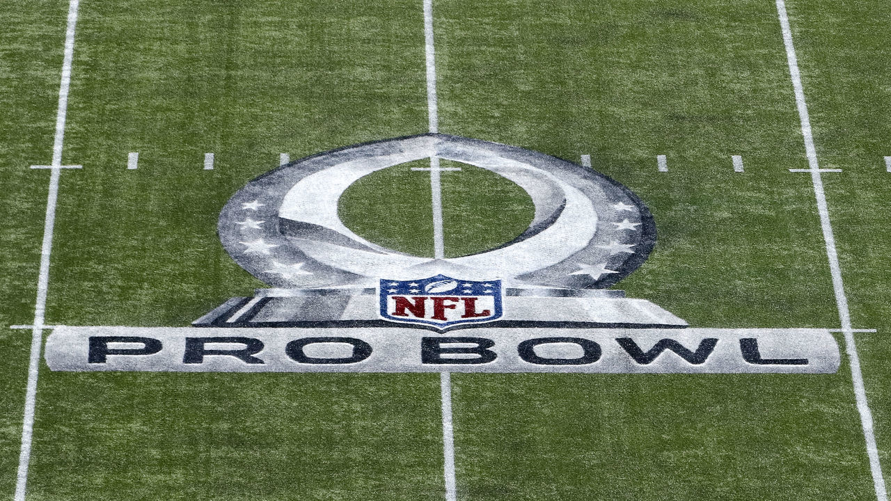 ORLANDO, FL - JANUARY 28: A general view of the Pro Bowl Logo on the field at Camping World Stadium before the start of 2018 Pro Bowl Game between the AFC Team against the NFC Team on January 28, 2018 in Orlando, Florida.