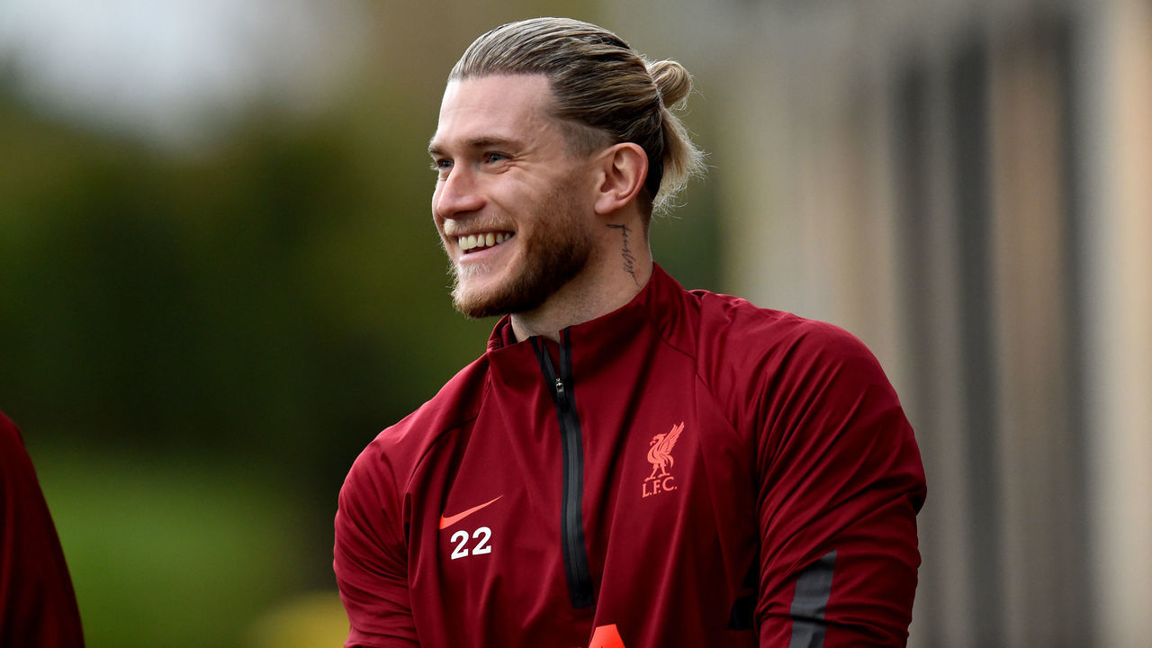 KIRKBY, ENGLAND - NOVEMBER 05: (THE SUN OUT, THE SUN ON SUNDAY OUT) Loris Karius of Liverpool during a training session at AXA Training Centre on November 05, 2021 in Kirkby, England.