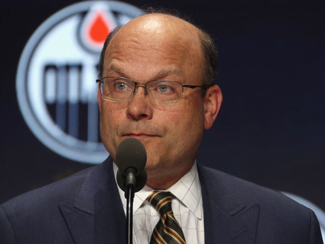 CHICAGO, IL - JUNE 23: General manager Peter Chiarelli of the Edmonton Oilers speaks onstage during Round One of the 2017 NHL Draft at United Center on June 23, 2017 in Chicago, Illinois.