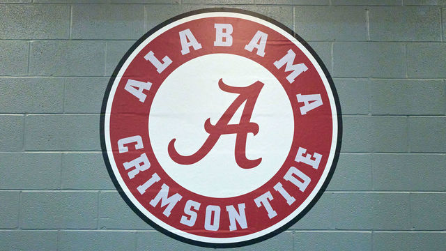 ARLINGTON, TX - DECEMBER 31: A detail view of the Alabama Crimson Tide logo is seen on a wall during the CFP Semifinal Goodyear Cotton Bowl game between the Cincinnati Bearcats and the Alabama Crimson Tide on December 31, 2021 at AT&T Stadium in Arlington, TX.