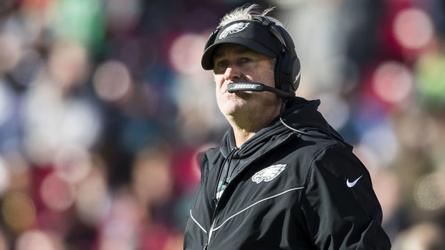 LANDOVER, MD - DECEMBER 15: Head coach Doug Pederson of the Philadelphia Eagles looks on during the first half of the game against the Washington Redskins at FedExField on December 15, 2019 in Landover, Maryland.