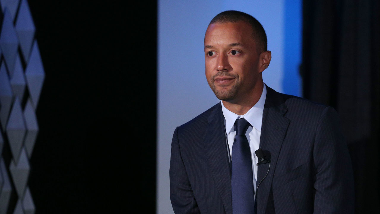 WASHINGTON, DC - JULY 22: Sashi Brown, chief planning and operations officer for Monumental Basketball, looks on during a press conference on July 22, 2019 at Capital One Arena in Washington, DC. NOTE TO USER: User expressly acknowledges and agrees that, by downloading and/or using this photograph, user is consenting to the terms and conditions of the Getty Images License Agreement. Mandatory Copyright Notice: Copyright 2019 NBAE