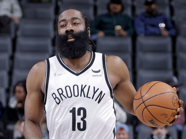 SACRAMENTO, CA - FEBRUARY 2: James Harden #13 of the Brooklyn Nets dribbles the ball during the game against the Sacramento Kings on February 2, 2022 at Golden 1 Center in Sacramento, California. Mandatory Copyright Notice: Copyright 2021 NBAE