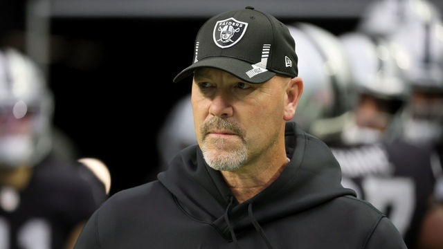 LAS VEGAS, NEVADA - DECEMBER 26: Defensive coordinator Gus Bradley of the Las Vegas Raiders walks onto the field for a game against the Denver Broncos at Allegiant Stadium on December 26, 2021 in Las Vegas, Nevada. The Raiders defeated the Broncos 17-13.