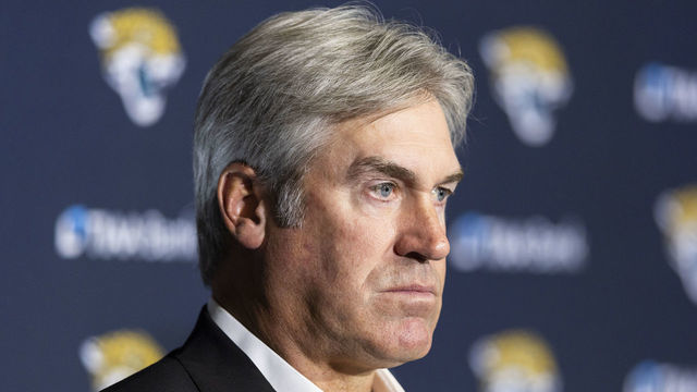 JACKSONVILLE, FLORIDA - FEBRUARY 05: Doug Pederson looks on during a press conference introducing him as the new head coach of the Jacksonville Jaguars at TIAA Bank Stadium on February 05, 2022 in Jacksonville, Florida.