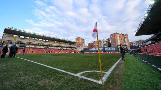 MADRID, SPAIN - JANUARY 23: A general view inside the stadium prior to the LaLiga Santander match between Rayo Vallecano and Athletic Club at Campo de Futbol de Vallecas on January 23, 2022 in Madrid, Spain.