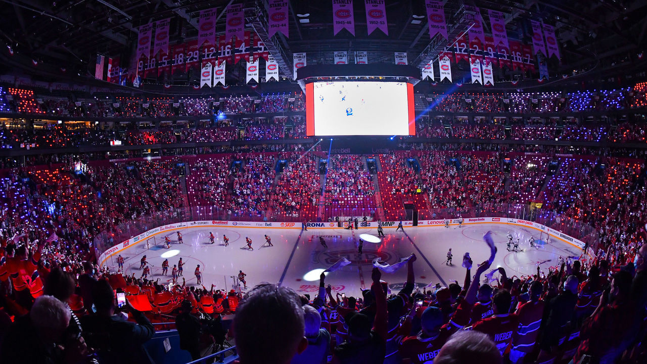 MONTREAL, QC - JULY 2: Fans cheer prior to the Game Three of the Stanley Cup Final of the 2021 Stanley Cup Playoffs between the Montreal Canadiens and the Tampa Bay Lightning at the Bell Centre on July 2, 2021 in Montreal, Quebec, Canada.