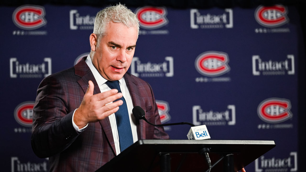 MONTREAL, QC - NOVEMBER 29: Montreal Canadiens head coach Dominique Ducharme addresses the media before the Vancouver Canucks versus the Montreal Canadiens game on November 29, 2021, at Bell Centre in Montreal, QC