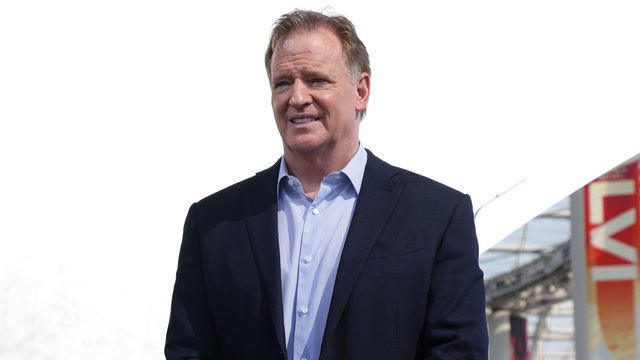 INGLEWOOD, CALIFORNIA - FEBRUARY 09: NFL Commissioner Roger Goodell addresses the media on February 09, 2022 at the NFL Network's Champions Field at the NFL Media Building on the SoFi Stadium campus in Inglewood, California.
