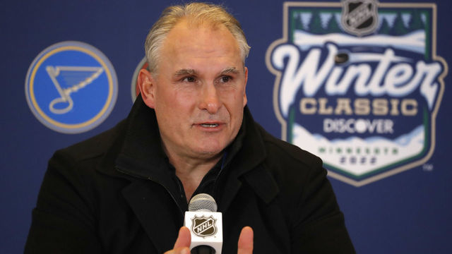 MINNEAPOLIS, MINNESOTA - DECEMBER 31: Head coach Craig Berube of the St. Louis Blues speaks at media availability after practice at Target Field on December 31, 2021 in Minneapolis, Minnesota.