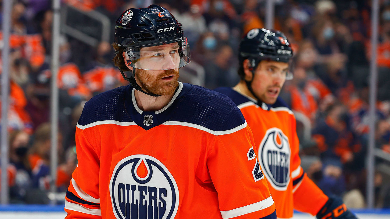 EDMONTON, AB - FEBRUARY 08: Edmonton Oilers Defenceman Duncan Keith (2) in action in the second period during the Edmonton Oilers game versus the Las Vegas Golden Knights on February 8, 2022 at Rogers Place in Edmonton, AB.