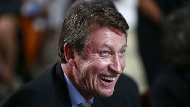 VANCOUVER, BRITISH COLUMBIA - JUNE 21: Former NHL player Wayne Gretzky of the Edmonton Oilers looks on from the draft table during the first round of the 2019 NHL Draft at Rogers Arena on June 21, 2019 in Vancouver, Canada.