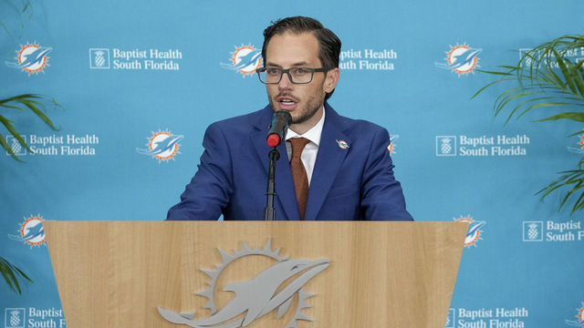 MIAMI GARDENS, FLORIDA - FEBRUARY 10: Miami Dolphins Head Coach Mike McDaniel talks to the media during a press conference at Baptist Health Training Complex on February 10, 2022 in Miami Gardens, Florida. McDaniel will be replacing the Dolphins' former head coach Brian Flores, who was fired on January 10 after back-to-back winning seasons.