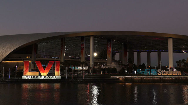 INGLEWOOD, CALIFORNIA - FEBRUARY 10: A general view of SoFi Stadium ahead of Super Bowl LVI between the Cincinnati Bengals and Los Angeles Rams on February 10, 2022 in Inglewood, California.