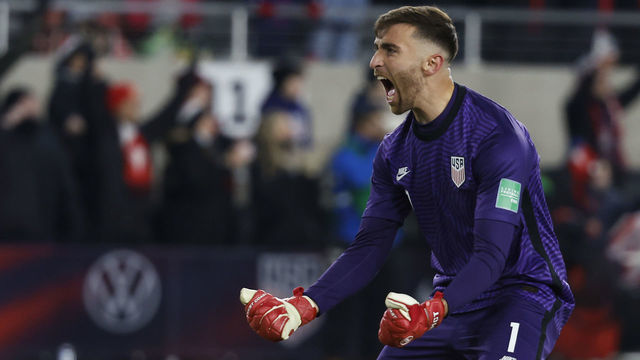 COLUMBUS, OHIO - JANUARY 27: Matt Turner #1 of the United States reacts after the United States defeated El Salvador 1-0 during the World Cup qualifying game at Lower.com Field on January 27, 2022 in Columbus, Ohio.