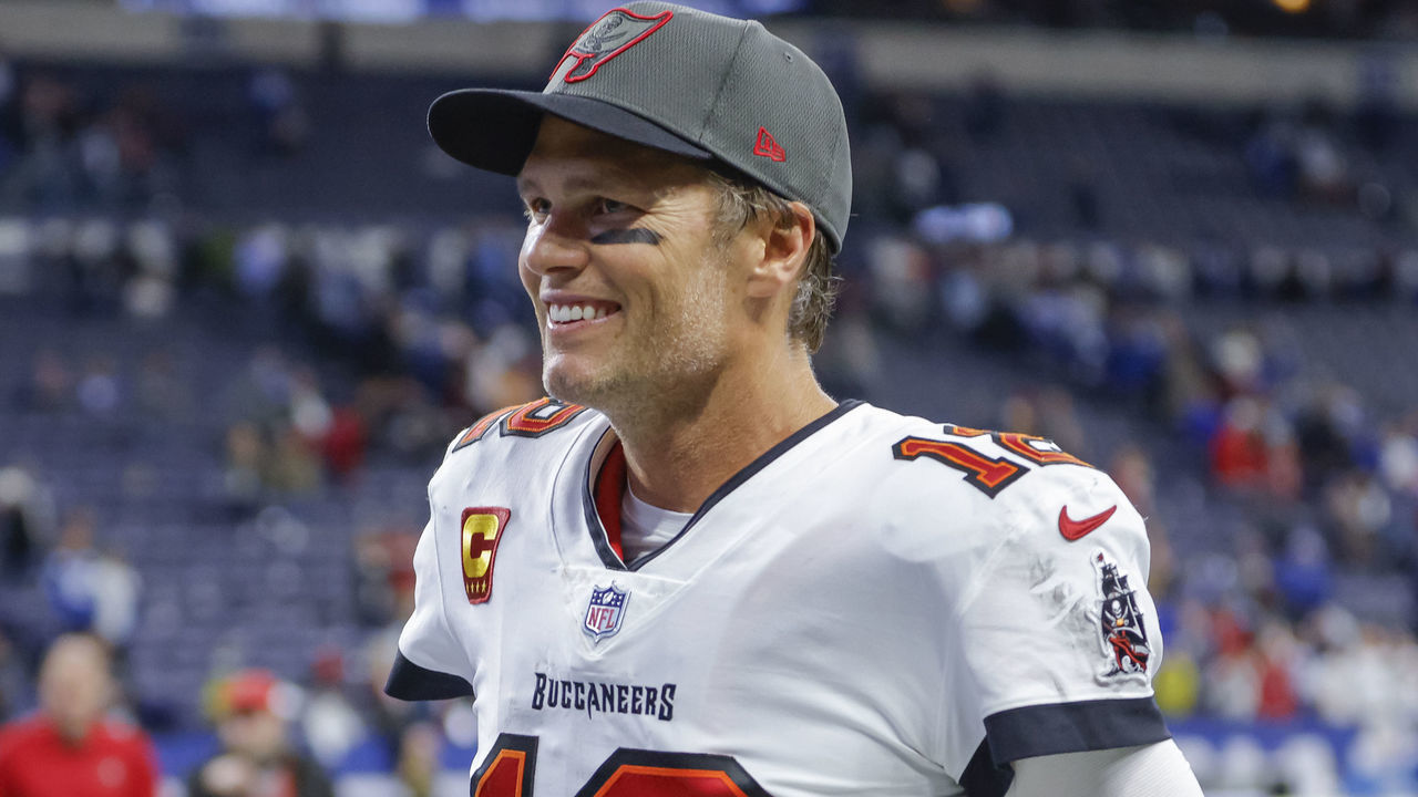 INDIANAPOLIS, IN - NOVEMBER 28: Tom Brady #12 of the Tampa Bay Buccaneers is seen after the game against the Indianapolis Colts at Lucas Oil Stadium on November 28, 2021 in Indianapolis, Indiana.