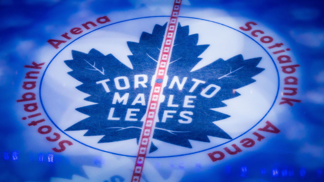 TORONTO, ON - OCTOBER 16: General view of centre ice before a NHL game between the Ottawa Senators and Toronto Maple Leafs at the Scotiabank Arena on October 16, 2021 in Toronto, Ontario, Canada.