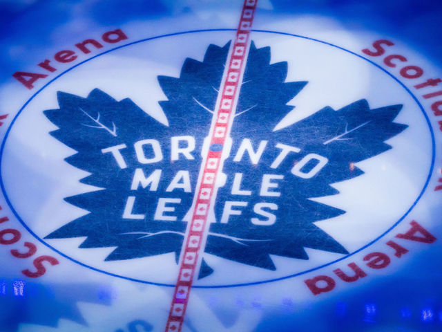 TORONTO, ON - OCTOBER 16: General view of centre ice before a NHL game between the Ottawa Senators and Toronto Maple Leafs at the Scotiabank Arena on October 16, 2021 in Toronto, Ontario, Canada.