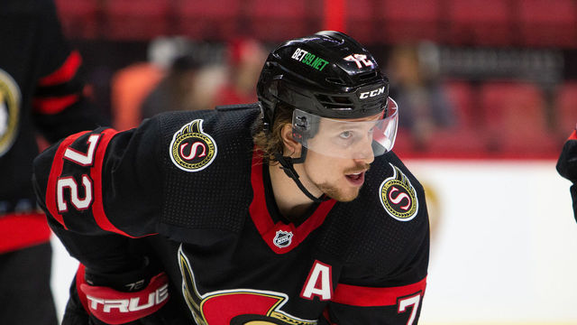 OTTAWA, ON - FEBRUARY 8: Thomas Chabot #72 of the Ottawa Senators skates against the Carolina Hurricanes at Canadian Tire Centre on February 8, 2022 in Ottawa, Ontario, Canada.
