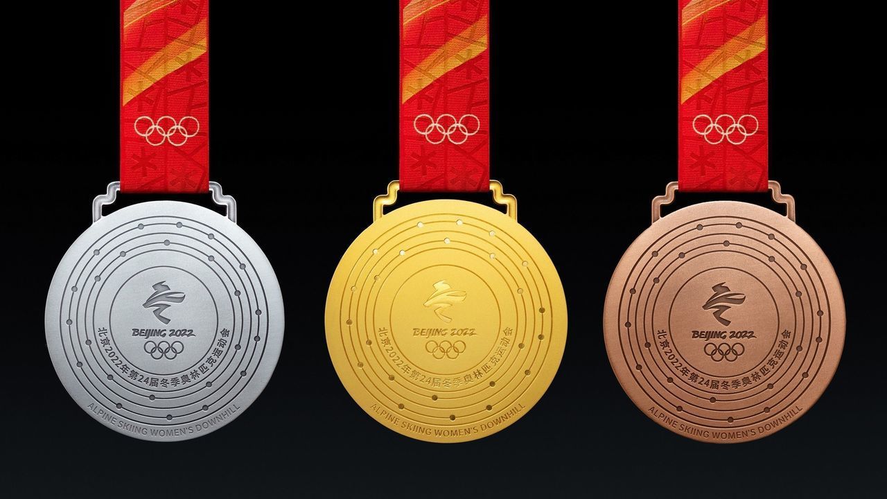 Handout photo released on Oct. 26, 2021 shows the medals of Beijing 2022 Olympic Winter Games. Beijing celebrated the 100-day countdown to the 2022 Olympic Winter Games on Tuesday with the unveiling of the medals for the Games.