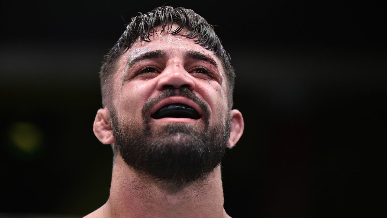 LAS VEGAS, NEVADA - JUNE 27: Mike Perry reacts after the conclusion of his welterweight fight against Mickey Gall during the UFC Fight Night event at UFC APEX on June 27, 2020 in Las Vegas, Nevada.