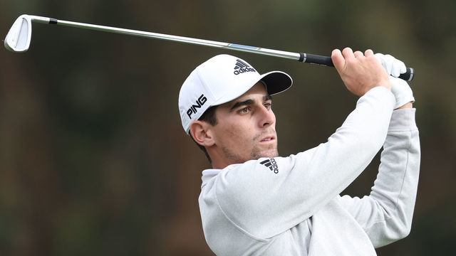 PACIFIC PALISADES, CALIFORNIA - FEBRUARY 20: Joaquín Niemann of Chile plays his shot from the 16th tee during the final round of The Genesis Invitational at Riviera Country Club on February 20, 2022 in Pacific Palisades, California.