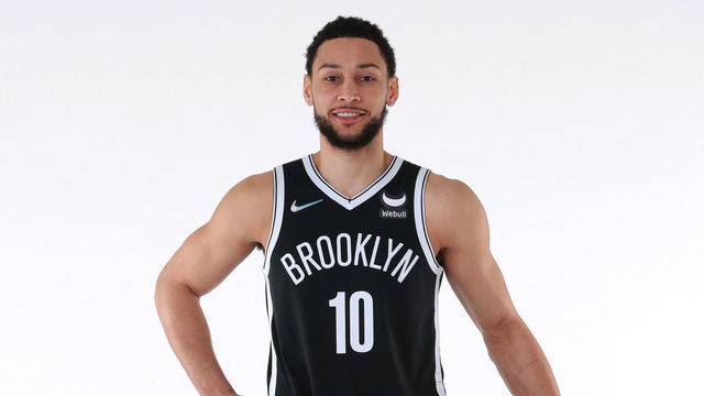 BROOKLYN, NY - FEBRUARY 15: Ben Simmons #10 of the Brooklyn Nets poses for a portrait on February 15, 2022 at Barclays Center in Brooklyn, New York. Mandatory Copyright Notice: Copyright 2022 NBAE