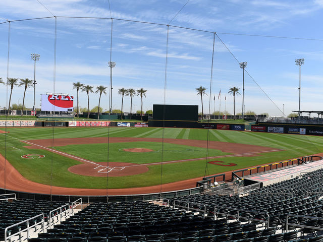 GOODYEAR, ARIZONA - MARCH 29: A general view of Goodyear Ballpark prior to a spring training game between the Cincinnati Reds and the Seattle Mariners on March 29, 2021 in Goodyear, Arizona.