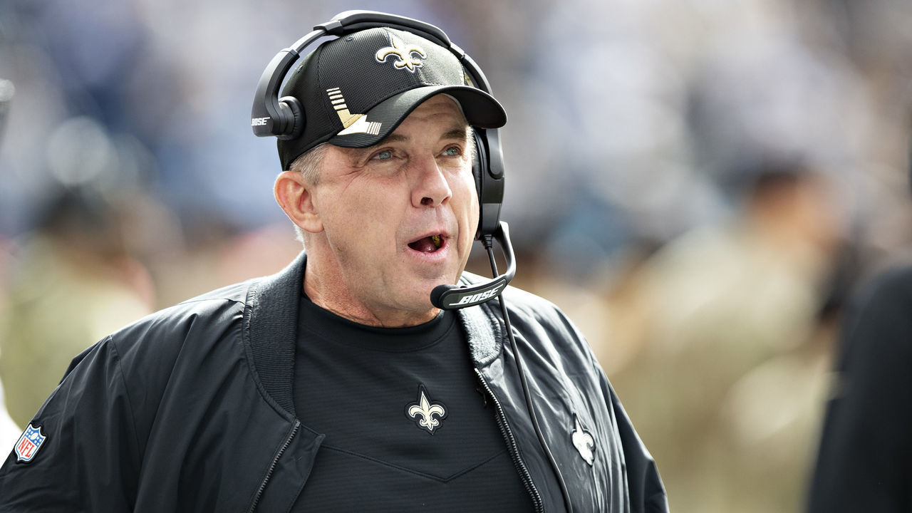 NASHVILLE, TENNESSEE - NOVEMBER 14: Head Coach Sean Payton of the New Orleans Saints on the sidelines during a game against the Tennessee Titans at Nissan Stadium on November 14, 2021 in Nashville, Tennessee. The Titans defeated the Saints 23-21.