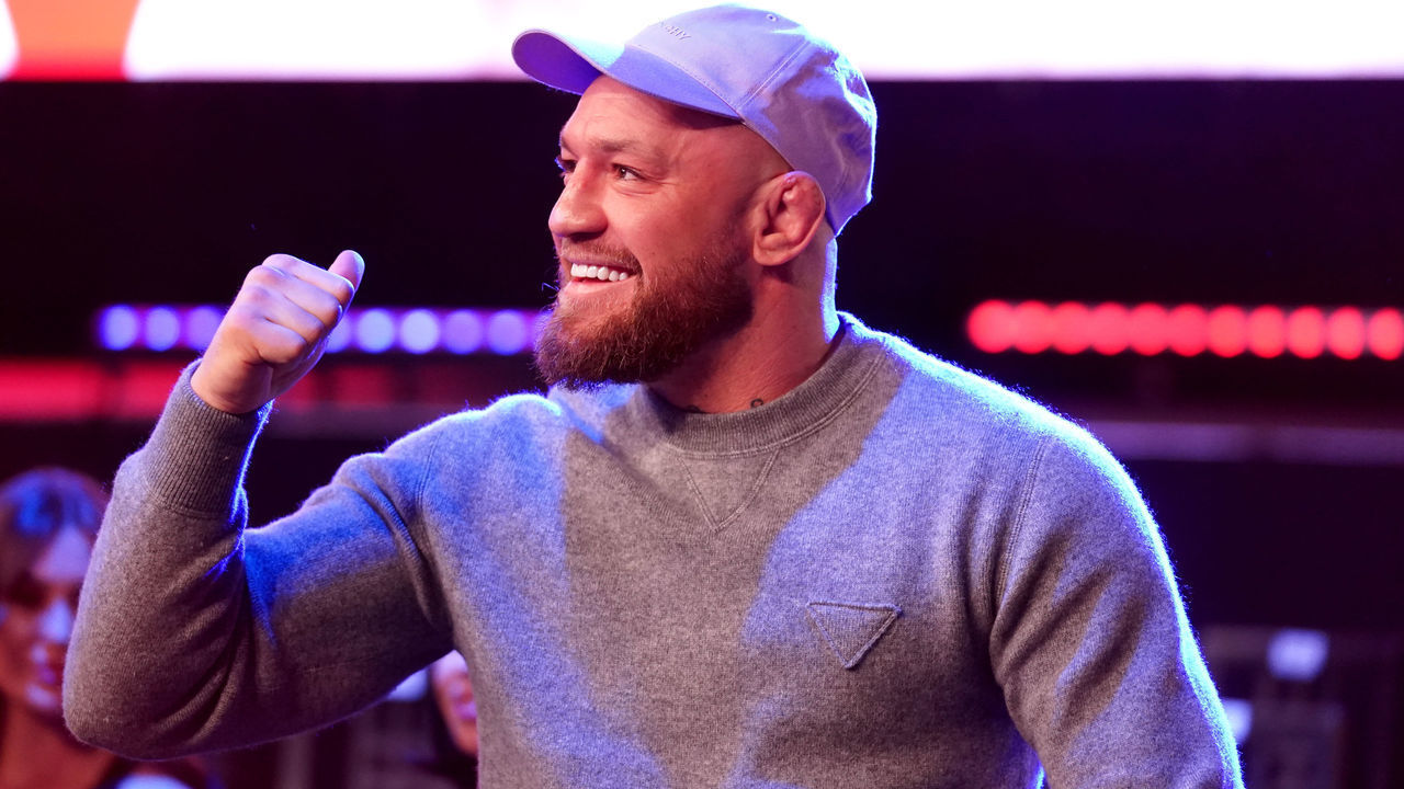 Conor McGregor gestures to the crowd at 3Arena, Dublin. Picture date: Friday February 25, 2022.