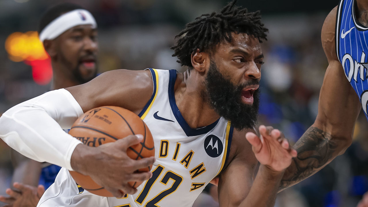 INDIANAPOLIS, IN - MARCH 30: Tyreke Evans #12 of the Indiana Pacers drives to the basket during the game against the Orlando Magic at Bankers Life Fieldhouse on March 30, 2019 in Indianapolis, Indiana.