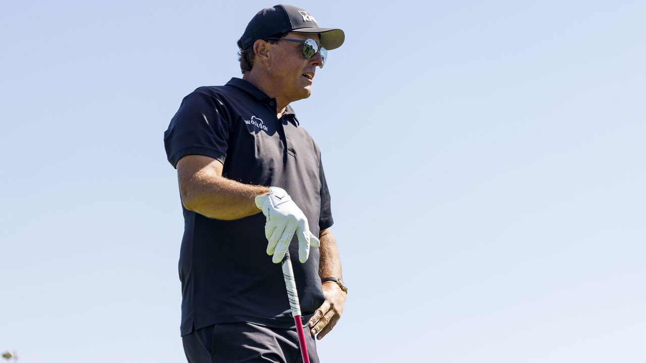 AL MUROOJ, SAUDI ARABIA - FEBRUARY 01: Phil Mickelson of The USA during a practice round prior to the PIF Saudi International at Royal Greens Golf & Country Club on February 01, 2022 in Al Murooj, Saudi Arabia.