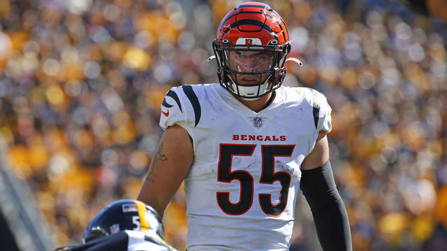 PITTSBURGH, PA - SEPTEMBER 26: Logan Wilson #55 of the Cincinnati Bengals in action against the Pittsburgh Steelers on September 26, 2021 at Heinz Field in Pittsburgh, Pennsylvania.