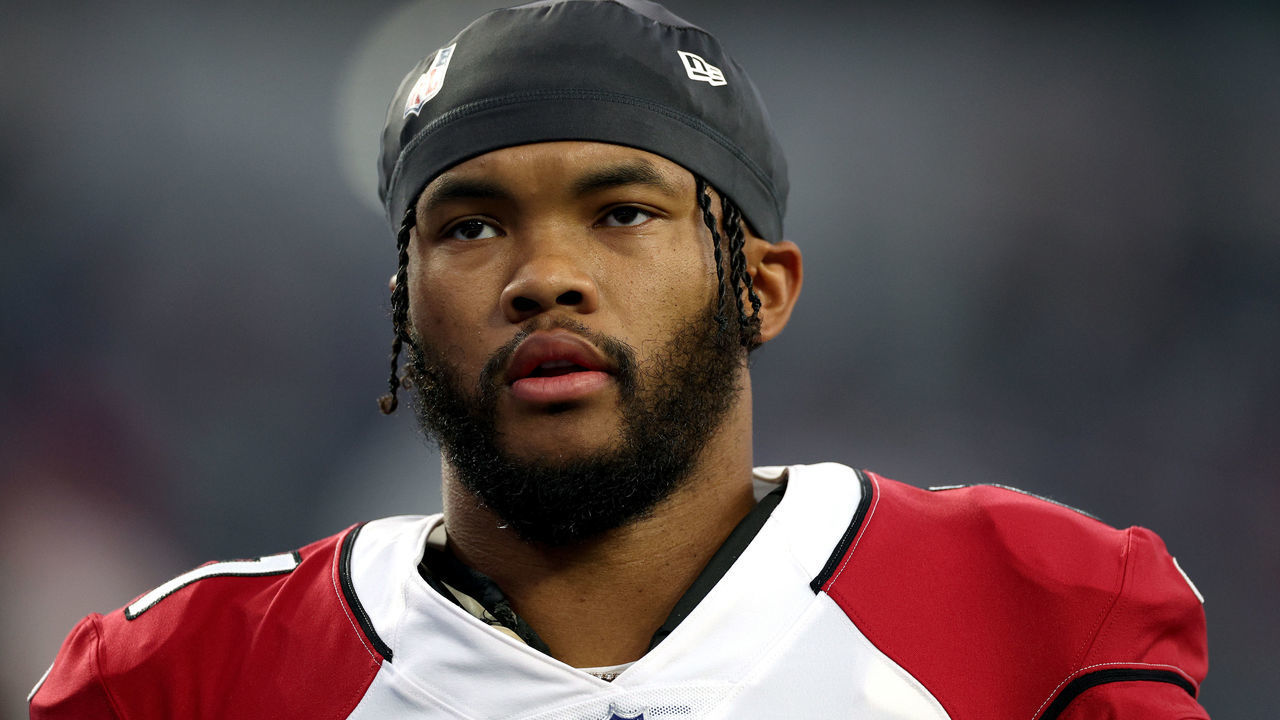 INGLEWOOD, CALIFORNIA - JANUARY 17: Kyler Murray #1 of the Arizona Cardinals looks on before the game against the Los Angeles Rams in the NFC Wild Card Playoff game at SoFi Stadium on January 17, 2022 in Inglewood, California.