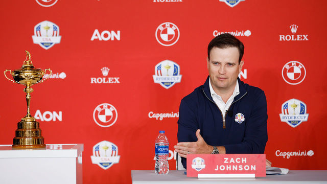 PALM BEACH GARDENS, FLORIDA - FEBRUARY 28: Zach Johnson speaks with the media as he is announced as United States Ryder Cup Captain for 2023 during a press conference at PGA of America Headquarters on February 28, 2022 in Palm Beach Gardens, Florida.