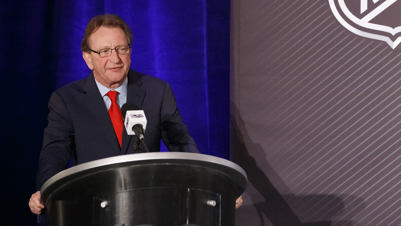 OTTAWA, ON - MARCH 17: Ottawa Senators Owner, Governor & Chairman Eugene Melnyk speaks during the 2017 Scotiabank NHL 100 Classic announcement at the Chateau Laurier on March 17, 2017 in Ottawa, Ontario, Canada.