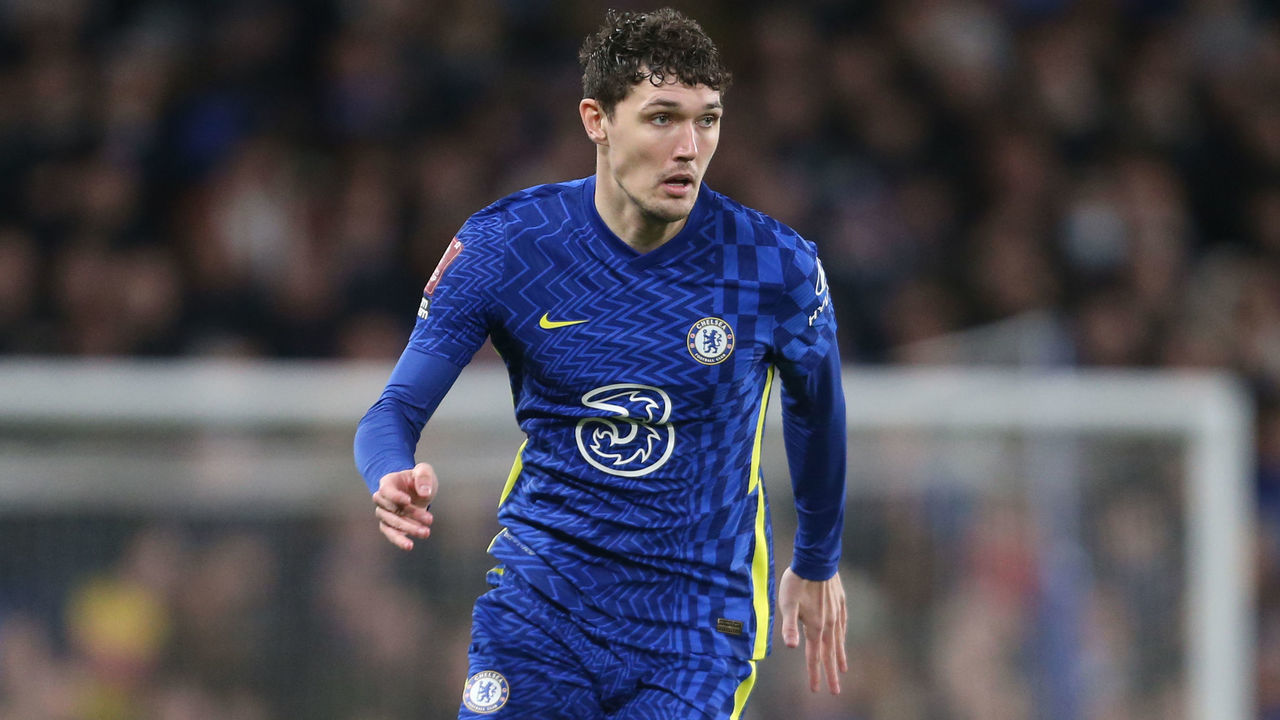 LONDON, ENGLAND - JANUARY 08: Chelsea's Andreas Christensen during the Emirates FA Cup Third Round match between Chelsea and Chesterfield at Stamford Bridge on January 8, 2022 in London, England.