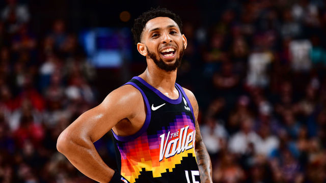 PHOENIX, AZ - MARCH 2: Cameron Payne #15 of the Phoenix Suns smiles during the game against the Portland Trail Blazers on March 2, 2022 at Footprint Center in Phoenix, Arizona. Mandatory Copyright Notice: Copyright 2022 NBAE