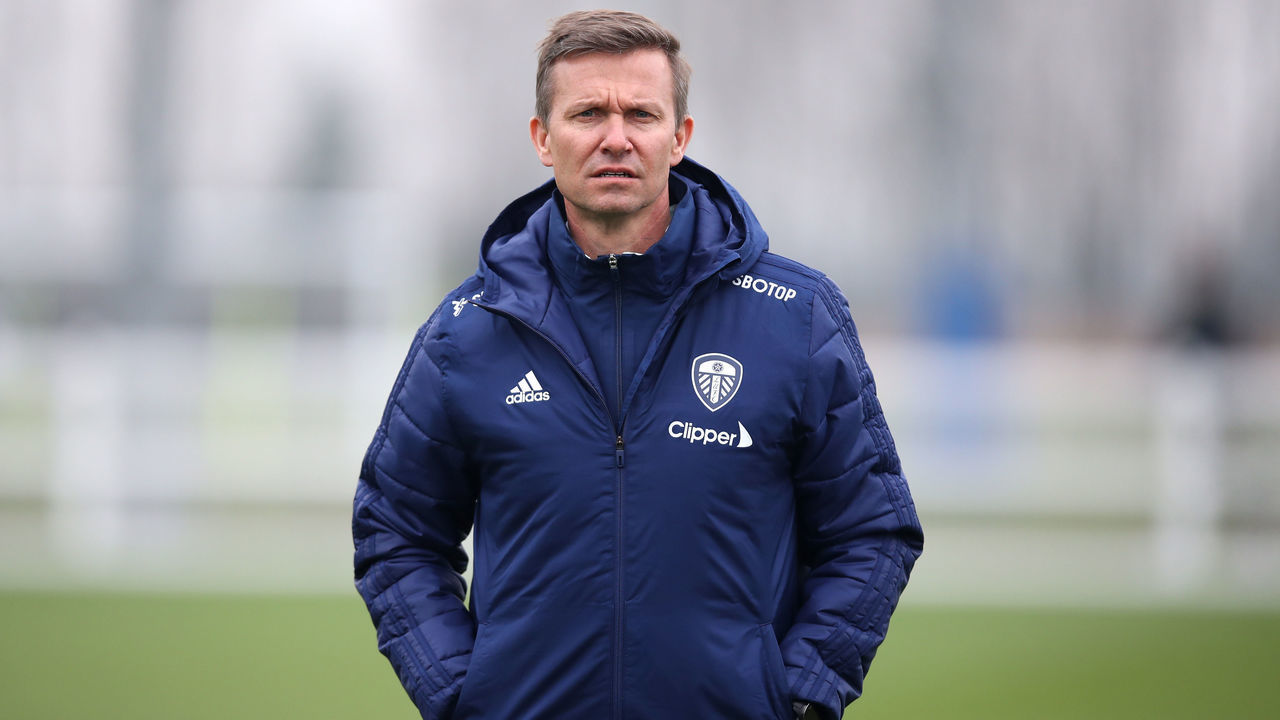 LEEDS, ENGLAND - MARCH 03: Jesse Marsch, Manager of Leeds United looks on during a Leeds United Training Session at Thorp Arch Training Ground on March 03, 2022 in Leeds, England.