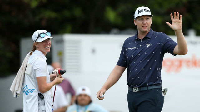 RIO GRANDE, PUERTO RICO - MARCH 05: Ryan Brehm reacts to his birdie putt on the 18th hole during the third round of the Puerto Rico Open at Grand Reserve Golf Club on March 05, 2022 in Rio Grande.