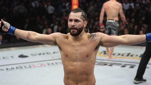 LAS VEGAS, NEVADA - MARCH 05: Jorge Masvidal walks back to his corner after the first round of his welterweight fight against Colby Covington during the UFC 272 event on March 05, 2022 in Las Vegas, Nevada.