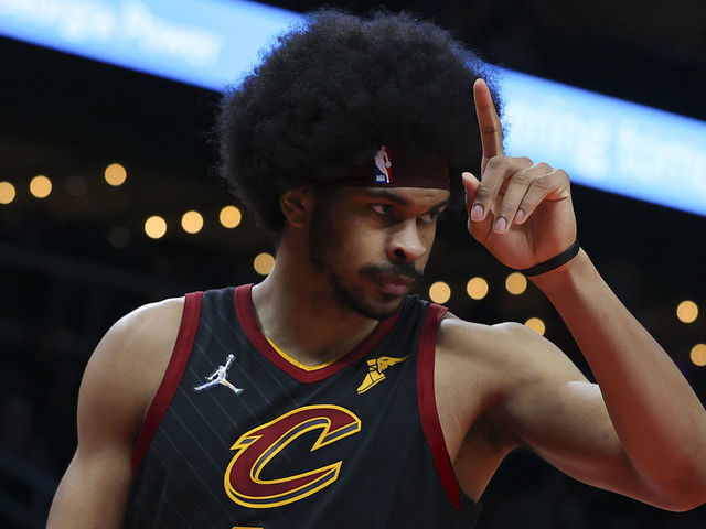 ATLANTA, GA - FEBRUARY 15: Jarrett Allen #31 of the Cleveland Cavaliers reacts after being called for a foul during the second half against the Atlanta Hawks at State Farm Arena on February 15, 2022 in Atlanta, Georgia.