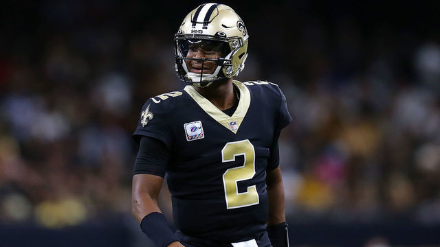 NEW ORLEANS, LOUISIANA - OCTOBER 03: Jameis Winston #2 of the New Orleans Saints reacts against the New York Giants during a game at the Caesars Superdome on October 03, 2021 in New Orleans, Louisiana.